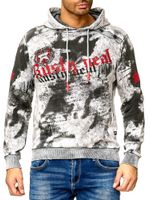 Felpa con cappuccio tie-dye da uomo, pullover con cappuccio e stampa vintage, maglione 19113 Grigio