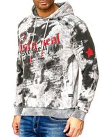 Felpa con cappuccio tie-dye da uomo, pullover con cappuccio e stampa vintage, maglione 19113 Grigio