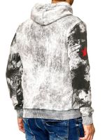 Felpa con cappuccio tie-dye da uomo, pullover con cappuccio e stampa vintage, maglione 19113 Grigio