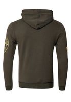 Sweat à capuche décontracté pour homme, imprimé logo et poche kangourou, 19127 Kaki