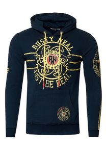 Sweat-shirt à capuche décontracté pour homme, bleu marine, avec logo imprimé et poche kangourou, 19127