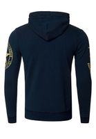 Lässiger Herren Kapuzen-Pullover Hoodie mit Logo-Print und Känguru-Tasche Sweatshirt 19127 Marine