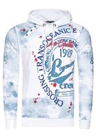 Felpa con cappuccio esclusiva da uomo, felpa con cappuccio lavata a olio con patta abbottonata e maglione con stampa marina 19128 bianco