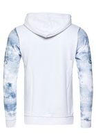 Felpa con cappuccio esclusiva da uomo, felpa con cappuccio lavata a olio con patta abbottonata e maglione con stampa marina 19128 bianco
