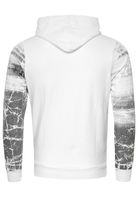 Modern men's hooded sweatshirt, oil-washed hoodie with decorative button placket, sweatshirt 19129, white