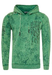 Felpa con cappuccio da uomo moderna, felpa con cappuccio lavata a olio con motivo trapuntato e stampe di lettere, maglione 19131 verde