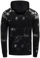 Stylish men's hooded sweatshirt with all-over graphic print, hoodie with kangaroo pocket, sweater 19134, black