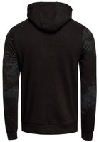 Modern men's hooded sweatshirt with striking graphic print, high-collar hoodie, sweater 19136, black