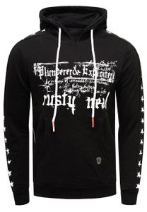 Sweat à capuche moderne pour homme, orné d'étoiles sur les manches, avec poche kangourou, référence 19138, noir.