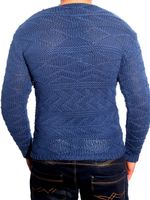 Modern men's knit sweater, V-neck, slim fit, textured knit sweater 3172 Blue