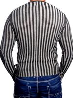 Modern men's knit sweater with striped pattern, slim fit, V-neck sweater 3174 Grey