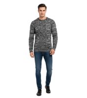 Modern men's crew neck sweater in contrasting design Sweater 6234 Black