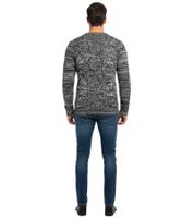 Modern men's crew neck sweater in contrasting design Sweater 6234 Black