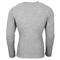 Urban Men's Fine Knit Crew Neck Sweater Biker Knitwear Streetwear 6240 Grey