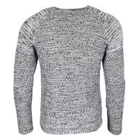 Urban Men's Fine Knit Crew Neck Sweater Biker Knitwear Streetwear 6240 Black/White