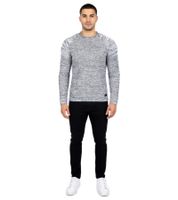 Urban Men's Fine Knit Crew Neck Sweater Biker Knitwear Streetwear 6240 Black/White