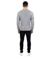 Urban Men's Fine Knit Crew Neck Sweater Biker Knitwear Streetwear 6240 Black/White