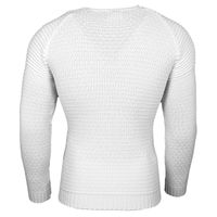 Urban Men's Fine Knit Crew Neck Sweater Biker Knitwear Streetwear 6240 White