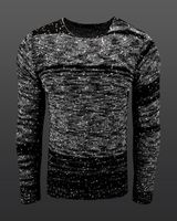 Versatile men's crew neck pullover with polka dot pattern, knit sweater 6245 Black