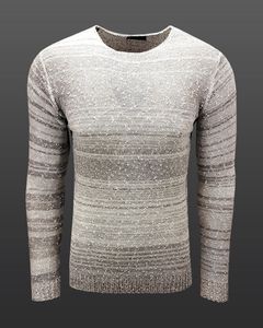 Suéter de cuello redondo versátil para hombre con estampado de lunares, suéter de punto 6245 Blanco