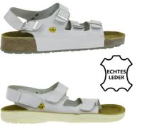 Slip-resistant hsm men's work sandals, ESD-compatible, genuine leather shoes with SRC protection class, clogs, professional shoes, factory second-hand, B-grade, medical shoes, white