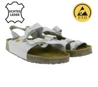 Slip-resistant hsm men's work sandals, ESD-compatible, genuine leather shoes with SRC protection class, clogs, professional shoes, factory second-hand, B-grade, medical shoes, white