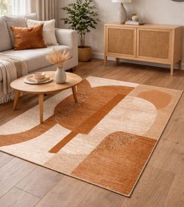 Tapis à motifs graphiques, Tapis de salon, Accessoire de décoration, Tapis décoratif 960976 Marron