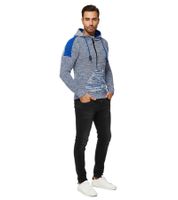 Modern Men's Knit Sweater Hooded Pullover Chunky Knit Hoodie Knit Jacket 13290 Sax-Blue