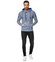 Modern Men's Knit Sweater Hooded Pullover Chunky Knit Hoodie Knit Jacket 13290 Sax-Blue