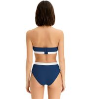 2-Pack Women's Bandeau Bras, Strapless, Organic Cotton, Wire-Free, Black/Turquoise or Dark Blue/White