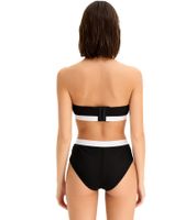 2-Pack Women's Bandeau Bras, Strapless, Organic Cotton, Wire-Free, Black/Turquoise or Dark Blue/White