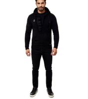 Pull à capuche en maille épaisse pour homme, modèle 13290, couleur Noir