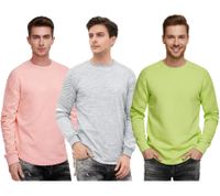 Urbanes Sweatshirt für Herren mit geripptem Ärmeldesign Pullover Sweater 19056 in Rosa, Grau oder Grün