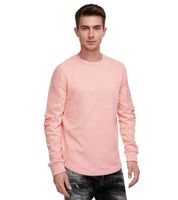 Urbanes Sweatshirt für Herren mit geripptem Ärmeldesign Pullover Sweater 19056 in Rosa, Grau oder Grün