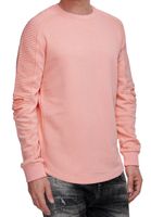 Urbanes Sweatshirt für Herren mit geripptem Ärmeldesign Pullover Sweater 19056 in Rosa, Grau oder Grün