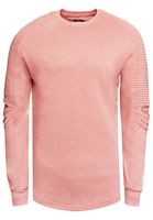 Urbanes Sweatshirt für Herren mit geripptem Ärmeldesign Pullover Sweater 19056 in Rosa, Grau oder Grün