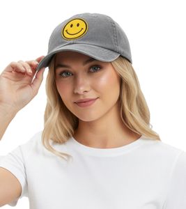 Cheeky ZWILLINGSHERZ Smiley Classic Baseball Cap with Smiley Patch, Cotton Cap, Adjustable Brim, 4603M K258209 Grey