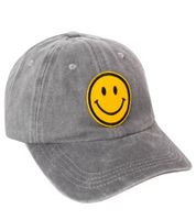 freche ZWILLINGSHERZ Smiley Classic Base-Cap mit Smiley-Patch Baumwoll-Cap justierbare Cappy Schirm-Mütze 4603M K258209 Grau