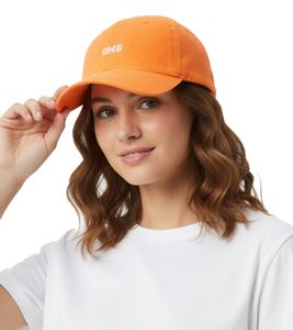 Glowing ZWILLINGSHERZ  OMG Classic Baseball Cap with OMG Embroidery, Cotton Cap, Adjustable Brim, 4603M K258210 Neon Orange