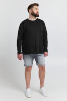 Camiseta clásica de manga larga con cuello redondo para hombre SOLID SDBedon BT, tallas grandes, 21300882-ME-194007, color negro
