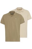Lot de 2 polos classiques BLEND en coton pour homme, réf. 20718074-204242, beige/marron