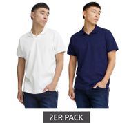 Lot de 2 polos BLEND Classic en coton pour homme, blanc/bleu, réf. 20718074-204240