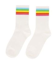 10 pares de calcetines de tenis cómodos para mujer ZWILLINGSHERZ con diseño arcoíris, ideales para el día a día, de algodón (modelo 4603S K248143), en blanco, rosa, azul, verde, naranja y amarillo.