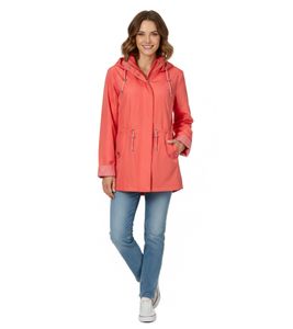 Chaqueta de entretiempo Wedolina Linda para mujer, abrigo corto con capucha desmontable, chaqueta deportiva de primavera 12210824 color melocotón-naranja