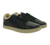 weiche GROUNDIES Barfußschuhe Universe Teddy Damen Low-Top Echtleder Sneaker mit TrueSense Sohle GND-110296-01 Schwarz
