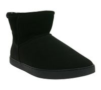 gefütterte GROUNDIES Barfußschuhe Cozy Boot Low Damen Echtleder Stiefelette mit TrueSense Sohle GND-120236-01 Schwarz
