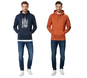 Sudadera con capucha Helly Hansen para hombre, de algodón, 300 g/m², modelo 79264, disponible en naranja o azul oscuro