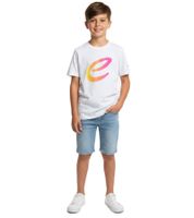 farbenfrohes Formula E Kinder T-Shirt Kurzarm-Shirt nachhaltiges Baumwoll-Shirt mit Formula E Logo 701223593 001 Weiß/Pink/Gelb
