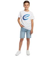 Camiseta infantil de manga corta Formula E, de algodón sostenible con logo Formula E, 701223593 002, blanco/azul