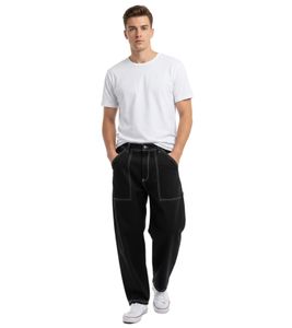Jeans larghi da uomo HOMEBOY x-tra WORK, look vintage, in denim di cotone, 01PA0700, neri